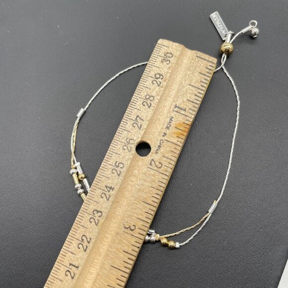 Demdaco Morse Code Bracelet Silver Gold Tone Beaded Casual Minimalist Evening - Picture 7 of 8